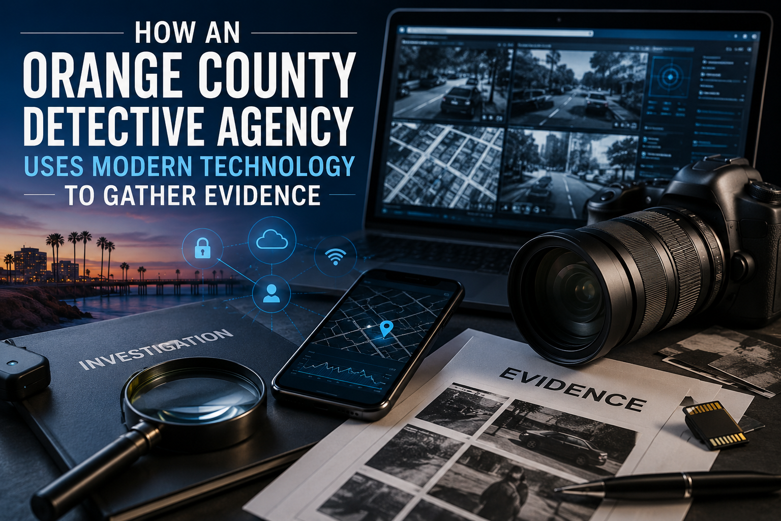 Detective agency tech workspace in action